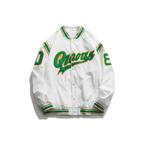 Retro Color Block Embroidery Baseball Uniform Jacket Men