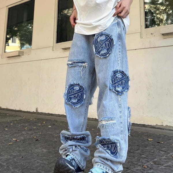 American Retro Washed Ripped Jeans For Men